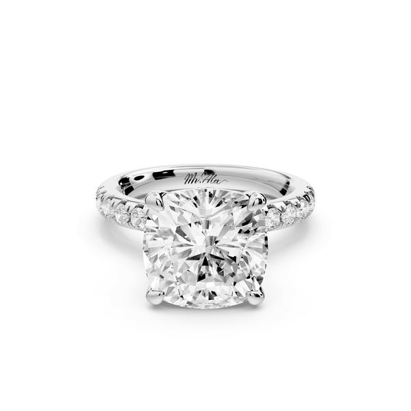 Flora - 5ct 14k white gold cushion talong prong Wrap around halo Half Band Engagement Ring - Mr. Alex Jewelry