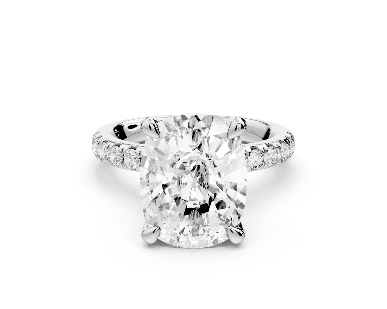 Flora - 5ct 14k white gold ecushion talong prong Wrap around halo Half Band Engagement Ring - Mr. Alex Jewelry