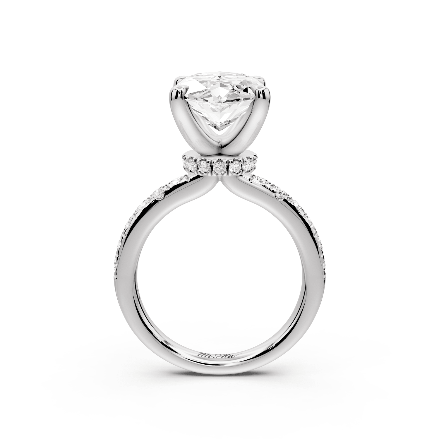 Flora - 5ct 14k white gold marquise talong prong Wrap around halo Half Band Engagement Ring - Mr. Alex Jewelry