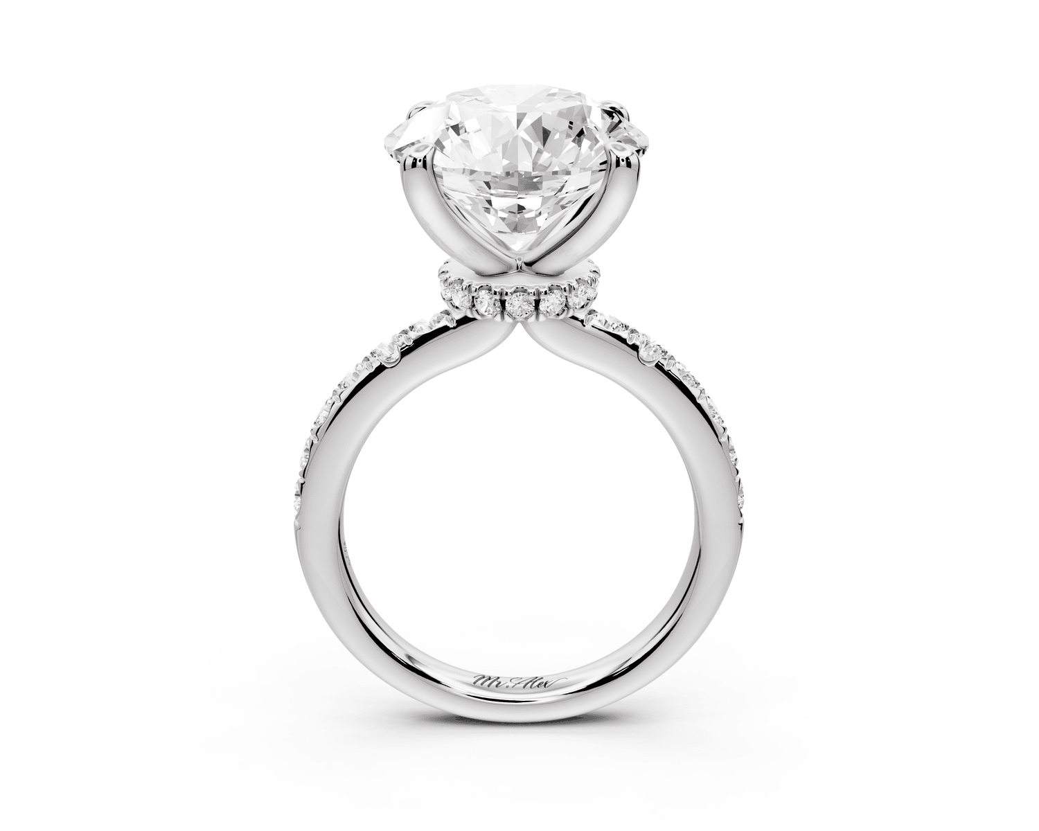 Flora - 5ct 14k white gold round talong prong Wrap around halo Half Band Engagement Ring - Mr. Alex Jewelry