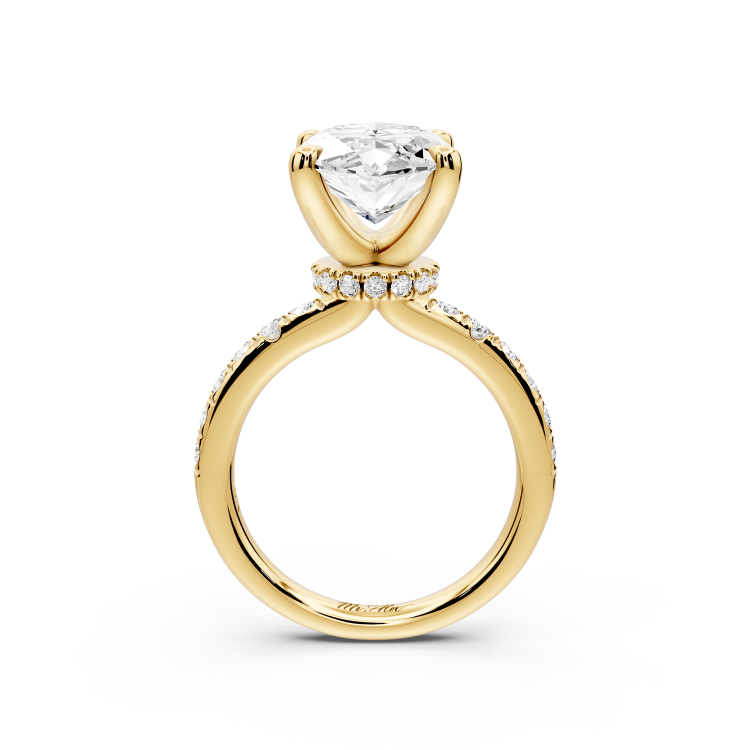 Flora - 5ct 14k yellow gold marquise talong prong Wrap around halo Half Band Engagement Ring - Mr. Alex Jewelry