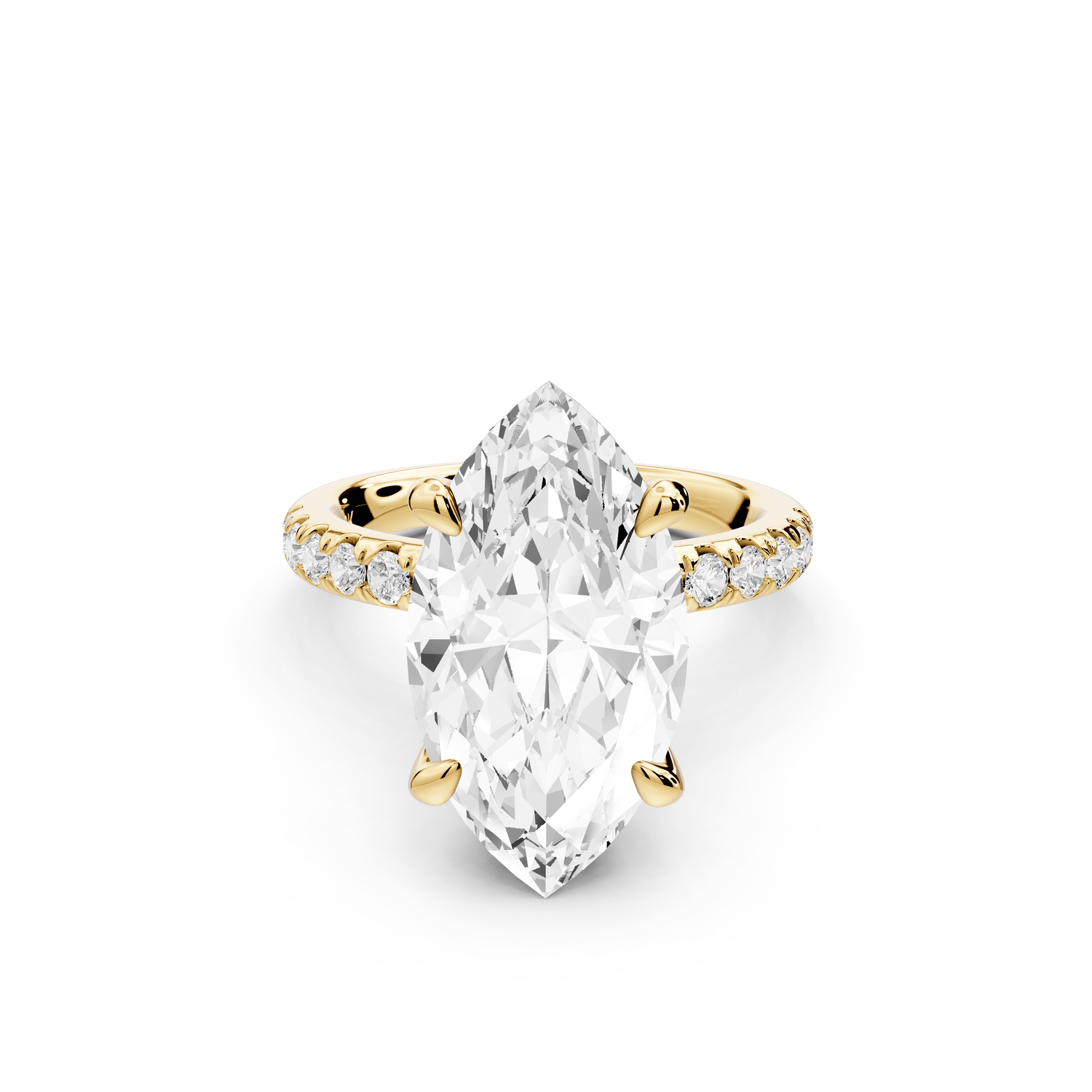 Flora - 5ct 14k yellow gold marquise talong prong Wrap around halo Half Band Engagement Ring - Mr. Alex Jewelry