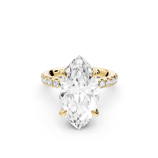 Flora - 5ct 14k yellow gold marquise talong prong Wrap around halo Half Band Engagement Ring - Mr. Alex Jewelry