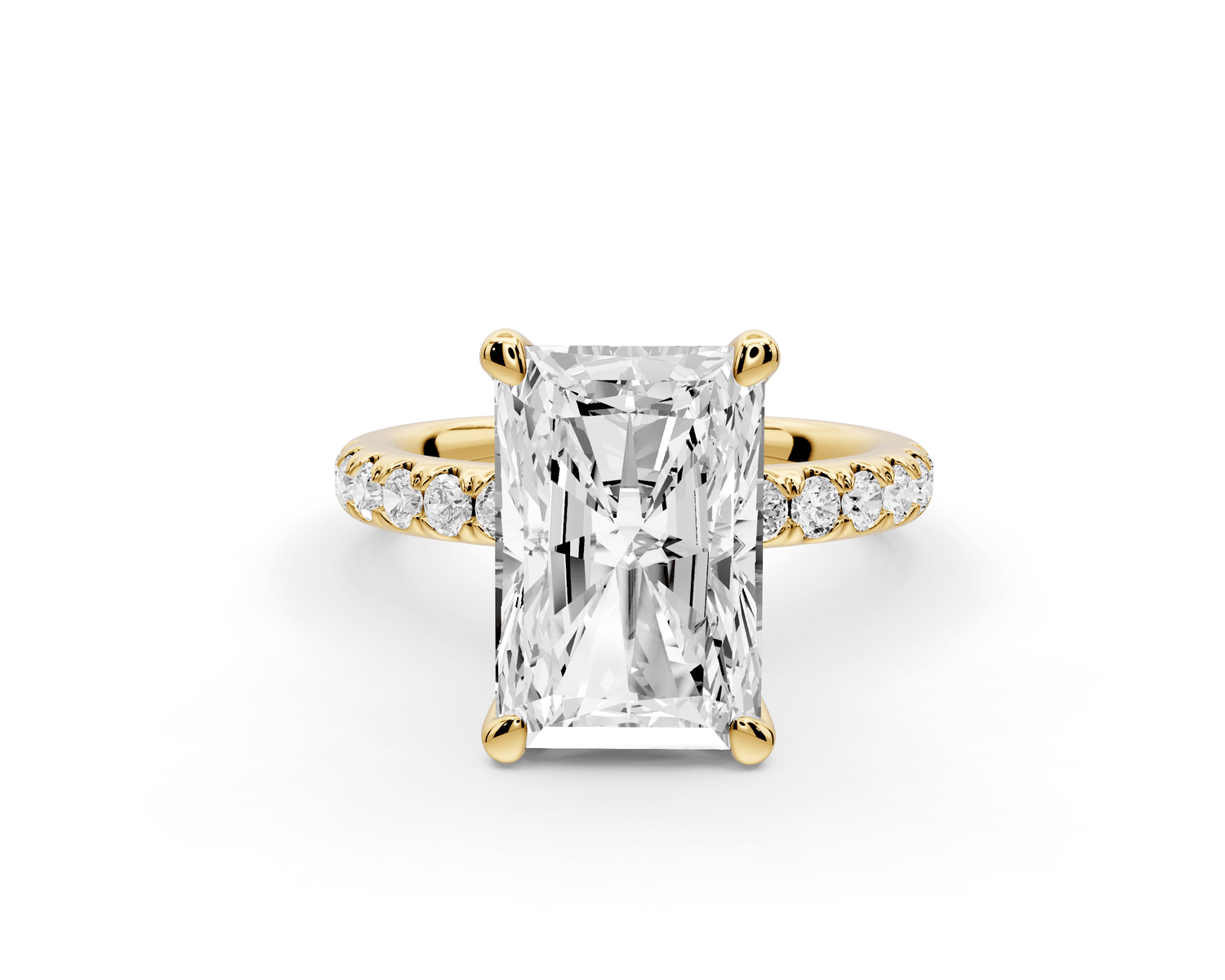 Flora - 5ct 14k yellow gold radiant talong prong Wrap around halo Half Band Engagement Ring - Mr. Alex Jewelry