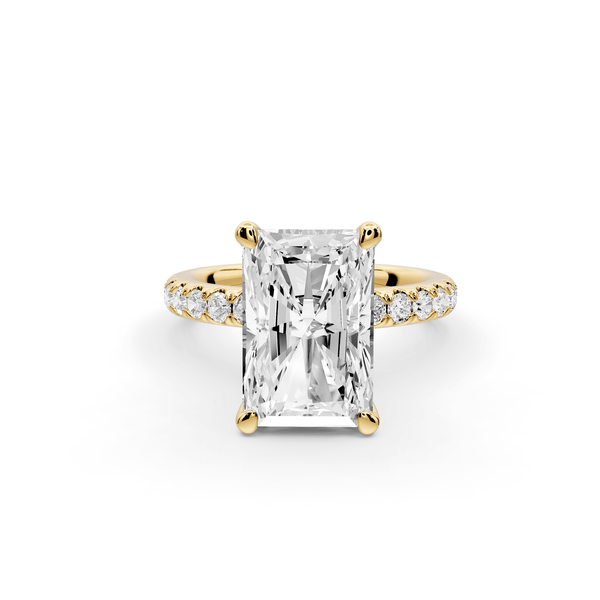 Flora - 5ct 14k yellow gold radiant talong prong Wrap around halo Half Band Engagement Ring - Mr. Alex Jewelry