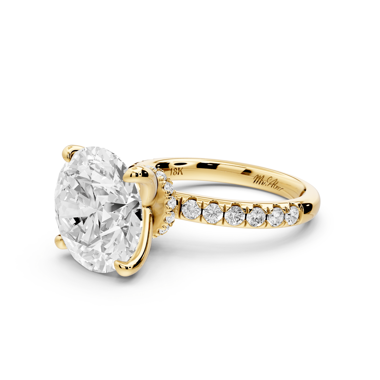 Flora - 5ct 14k yellow gold round talong prong Wrap around halo Half Band Engagement Ring - Mr. Alex Jewelry