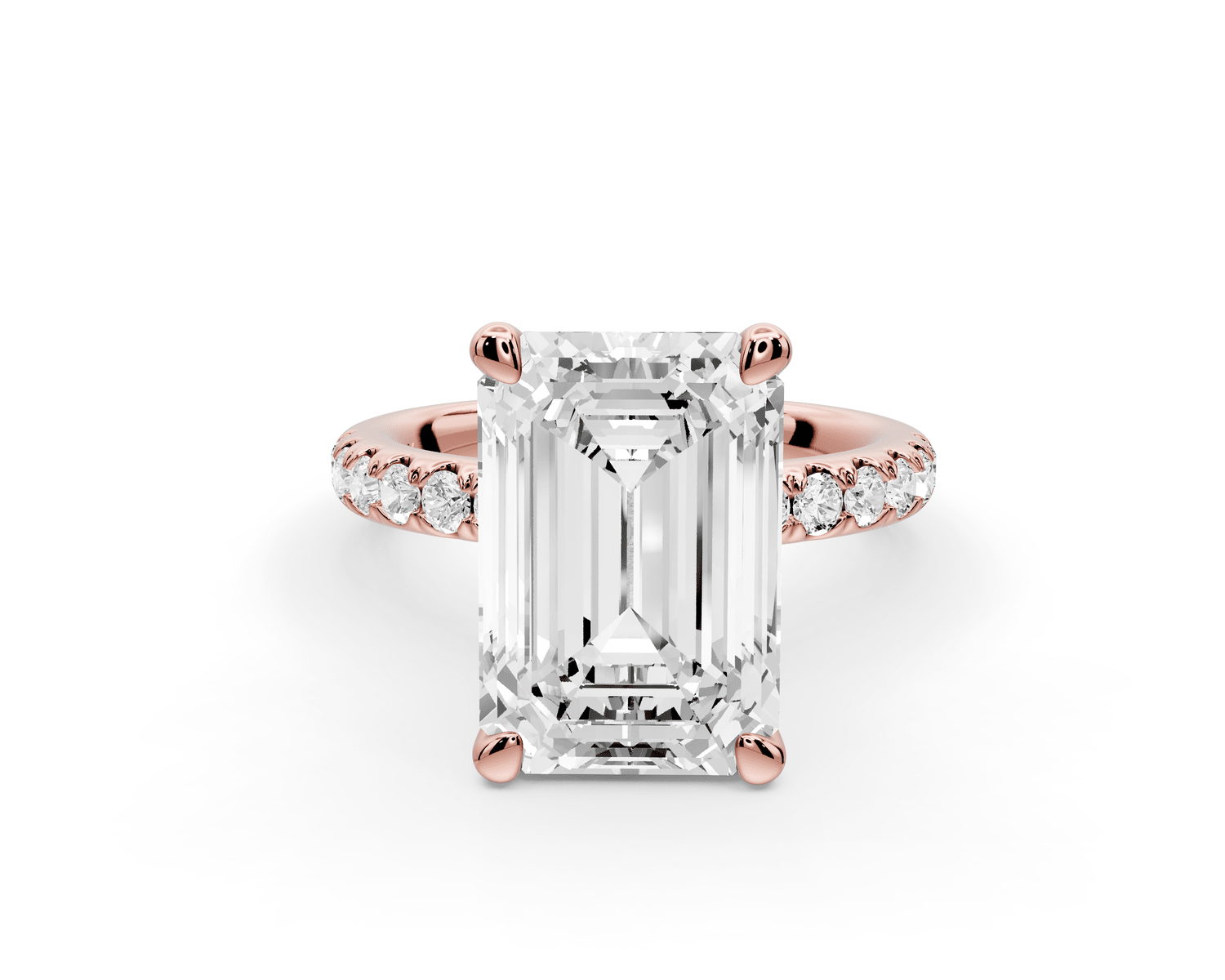 Flora - 5ct 18k rose gold emerald talong prong Wrap around halo Half Band Engagement Ring - Mr. Alex Jewelry