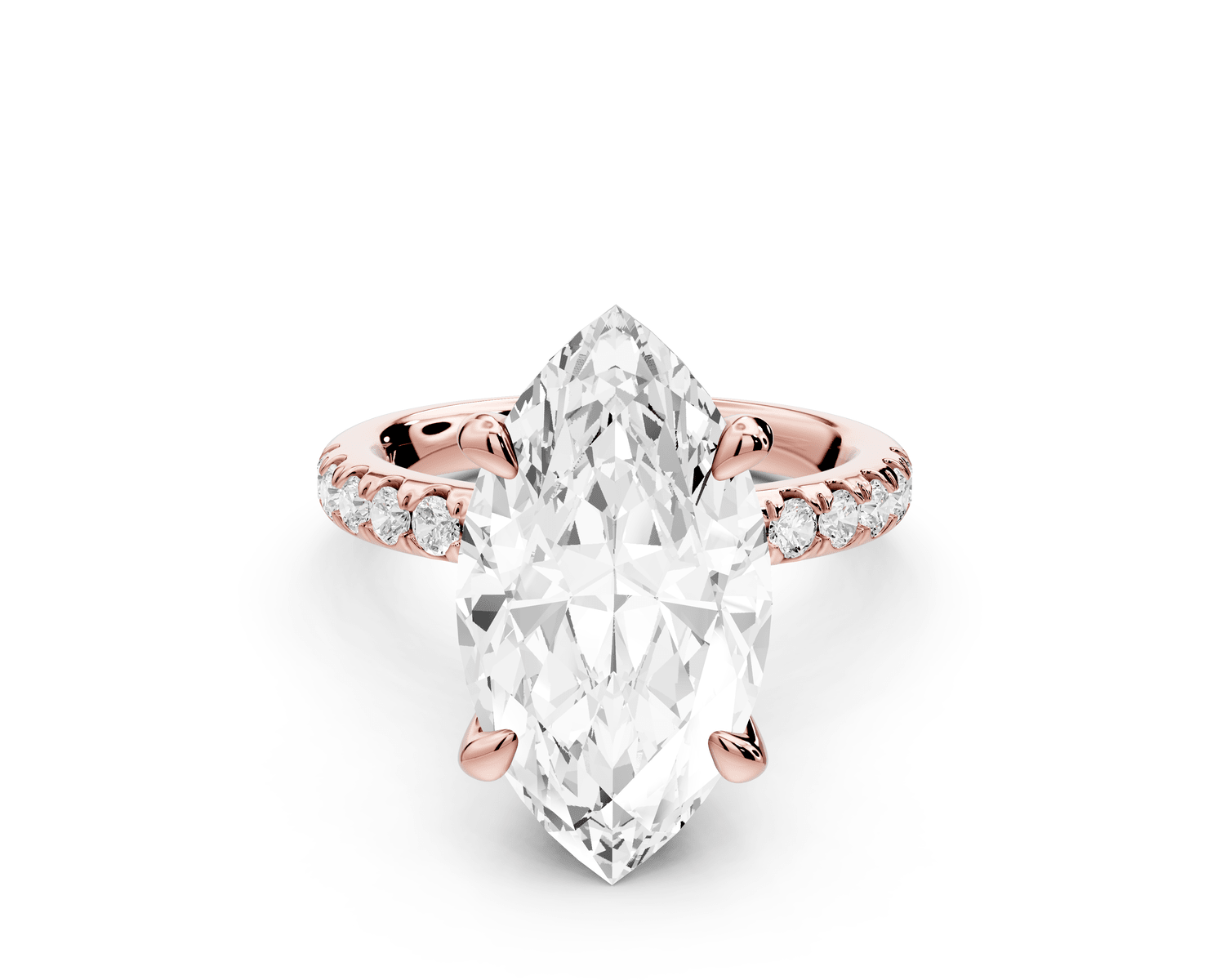 Flora - 5ct 18k rose gold marquise talong prong Wrap around halo Half Band Engagement Ring - Mr. Alex Jewelry