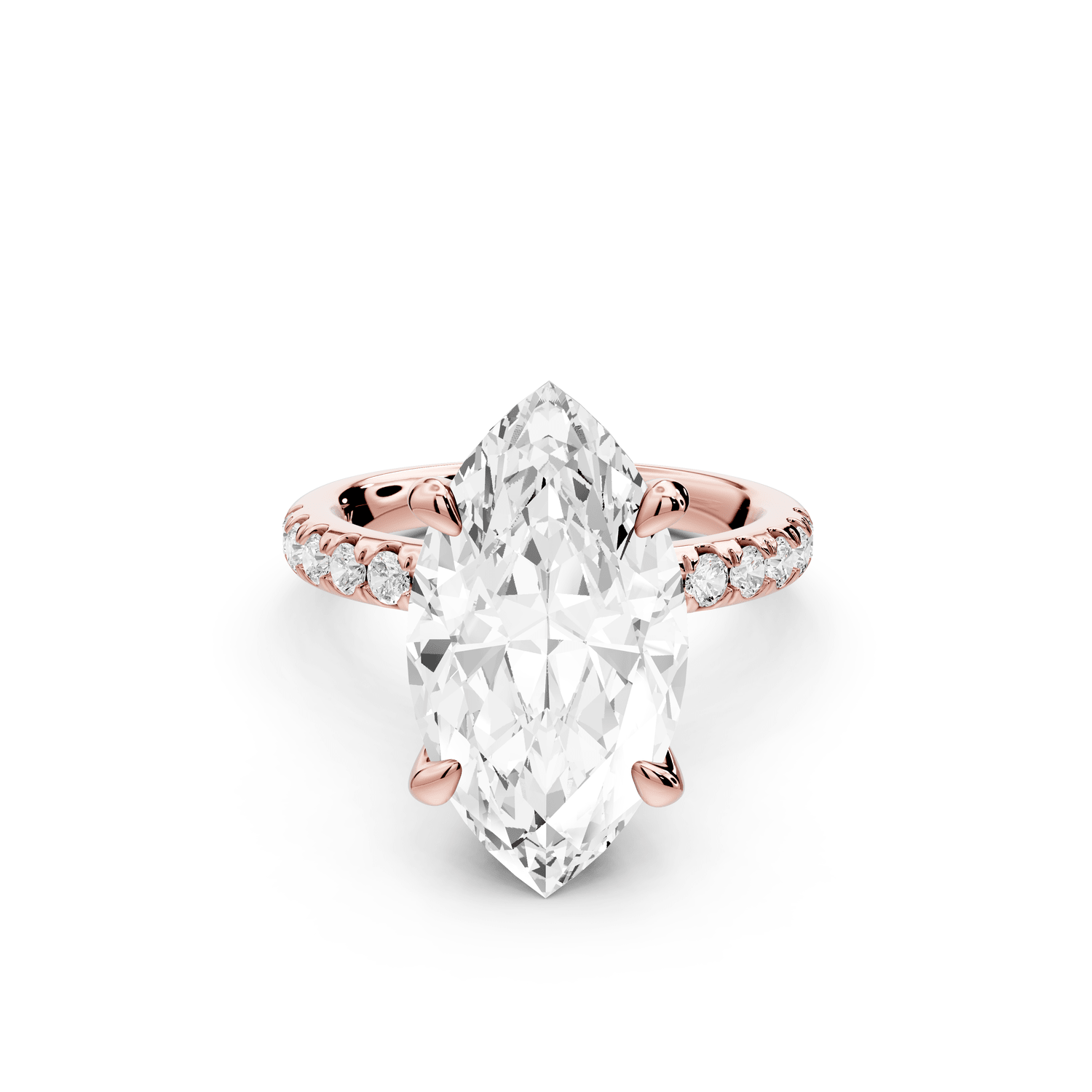 Flora - 5ct 18k rose gold marquise talong prong Wrap around halo Half Band Engagement Ring - Mr. Alex Jewelry