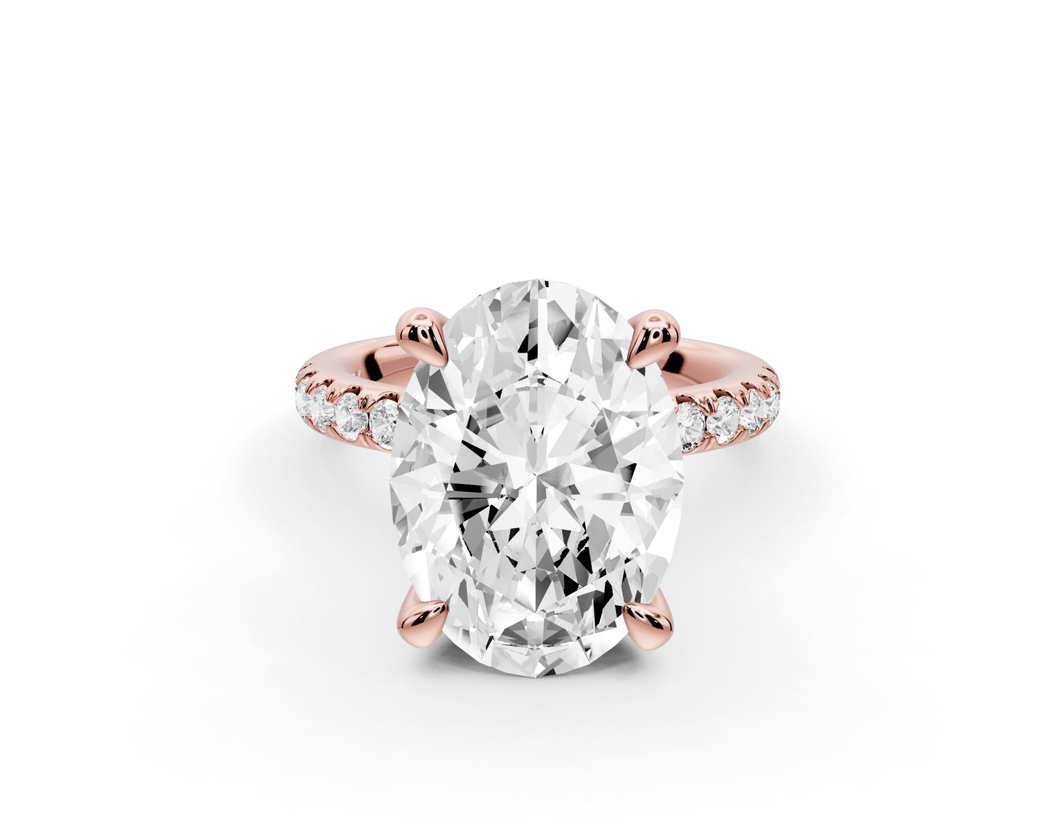 Flora - 5ct 18k rose gold oval talong prong Wrap around halo Half Band Engagement Ring - Mr. Alex Jewelry