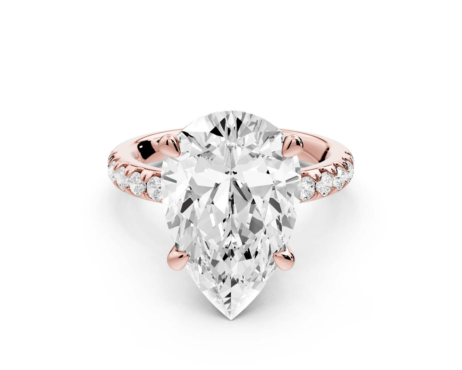 Flora - 5ct 18k rose gold pear talong prong Wrap around halo Half Band Engagement Ring - Mr. Alex Jewelry