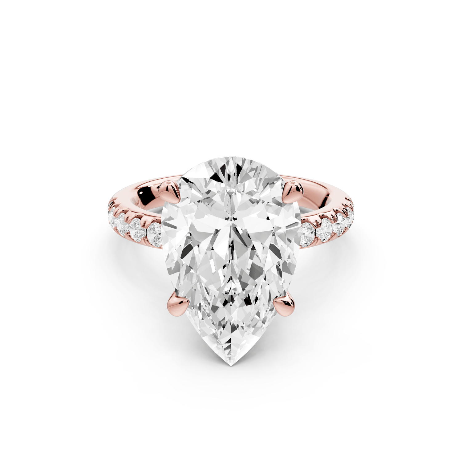 Flora - 5ct 18k rose gold pear talong prong Wrap around halo Half Band Engagement Ring - Mr. Alex Jewelry
