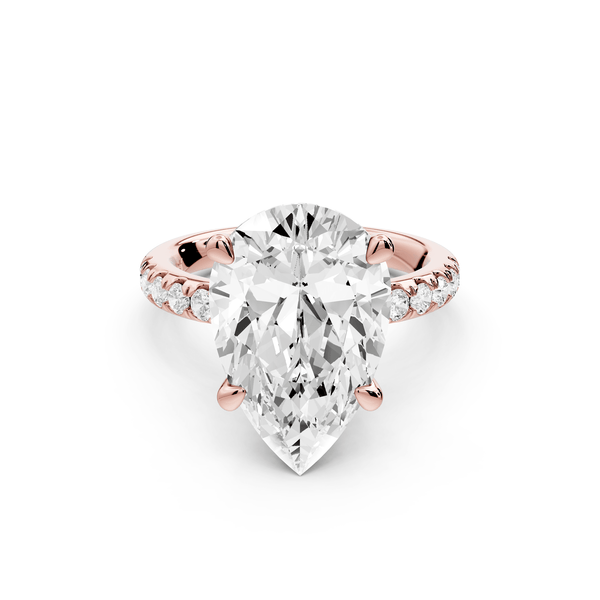 Flora - 5ct 18k rose gold pear talong prong Wrap around halo Half Band Engagement Ring - Mr. Alex Jewelry