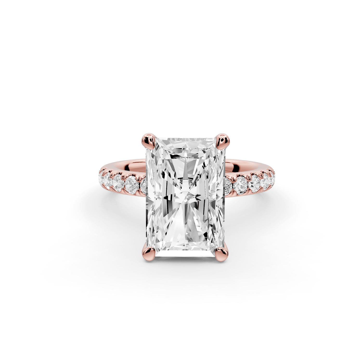 Flora - 5ct 18k rose gold radiant talong prong Wrap around halo Half Band Engagement Ring - Mr. Alex Jewelry