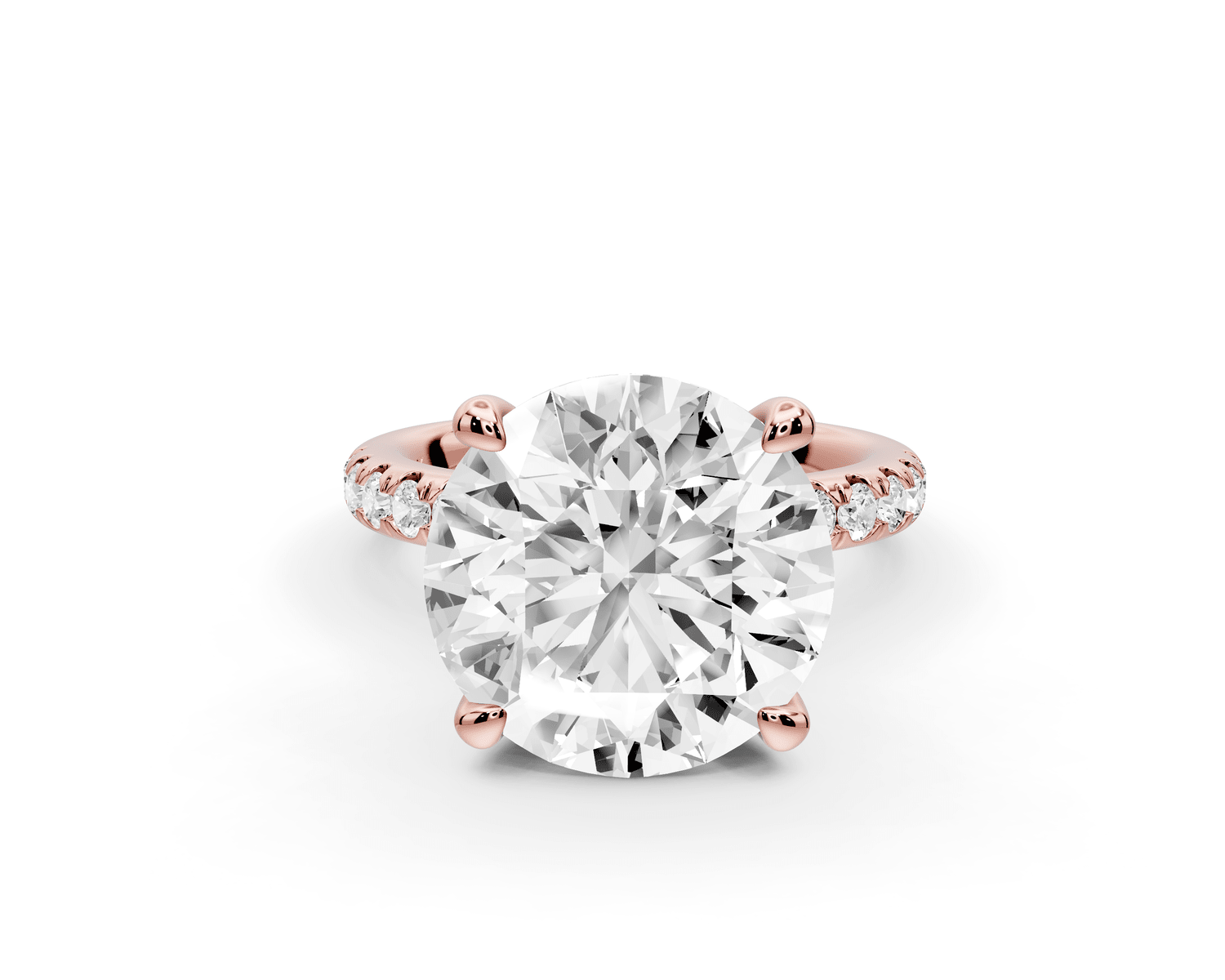 Flora - 5ct 18k rose gold round talong prong Wrap around halo Half Band Engagement Ring - Mr. Alex Jewelry