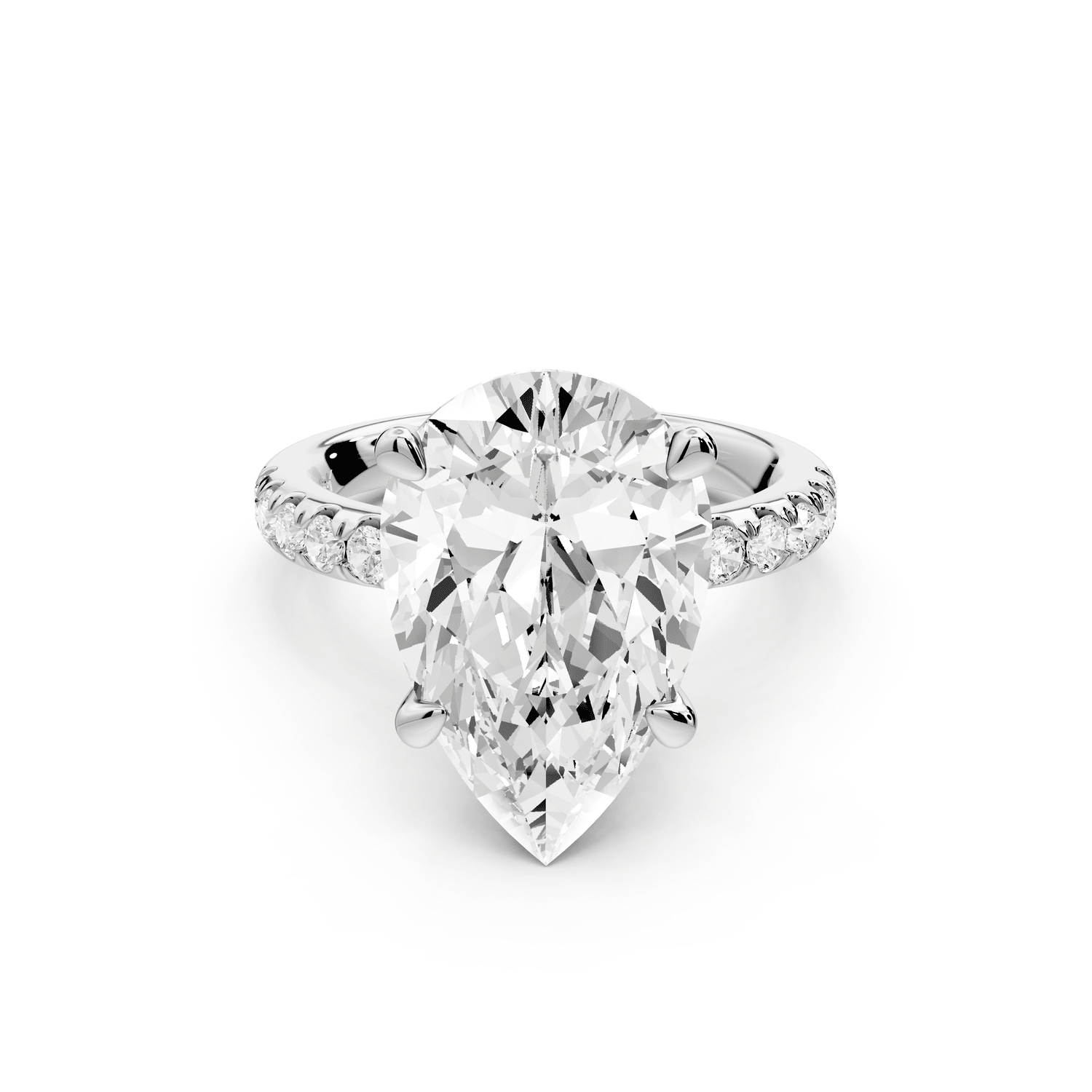 Flora - 5ct 18k white gold pear talong prong Wrap around halo Half Band Engagement Ring - Mr. Alex Jewelry