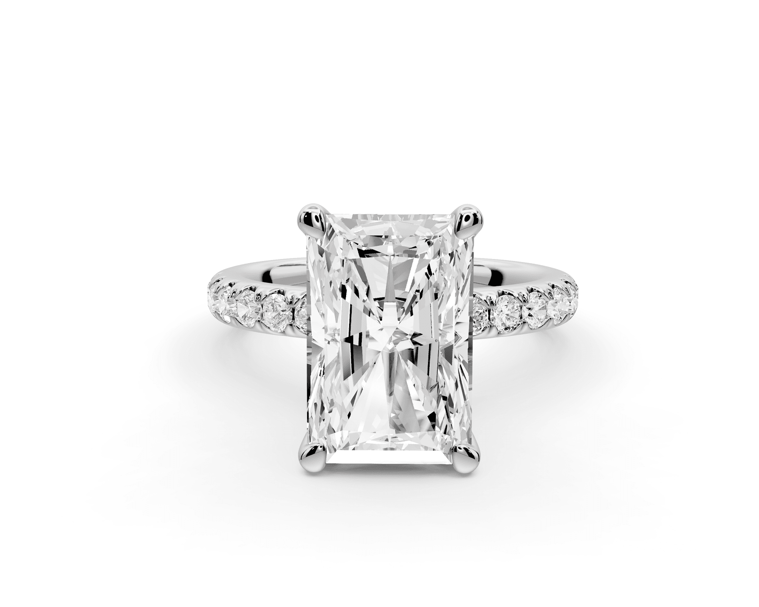 Flora - 5ct 18k white gold radiant talong prong Wrap around halo Half Band Engagement Ring - Mr. Alex Jewelry
