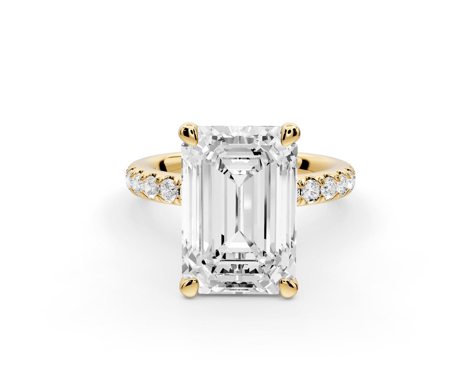 Flora - 5ct 18k yellow gold emerald talong prong Wrap around halo Half Band Engagement Ring - Mr. Alex Jewelry