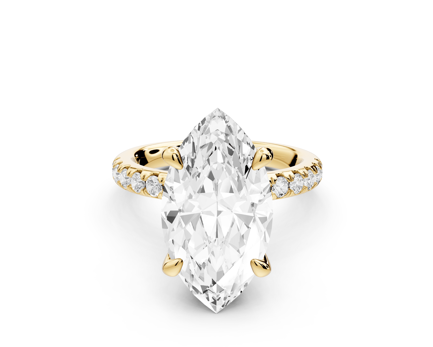 Flora - 5ct 18k yellow gold marquise talong prong Wrap around halo Half Band Engagement Ring - Mr. Alex Jewelry