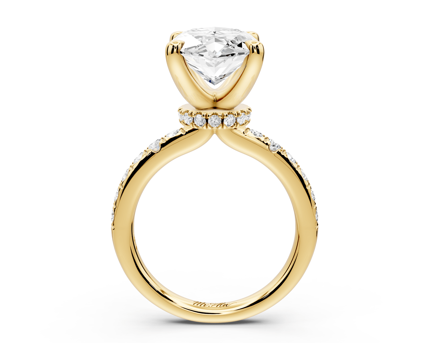 Flora - 5ct 18k yellow gold marquise talong prong Wrap around halo Half Band Engagement Ring - Mr. Alex Jewelry