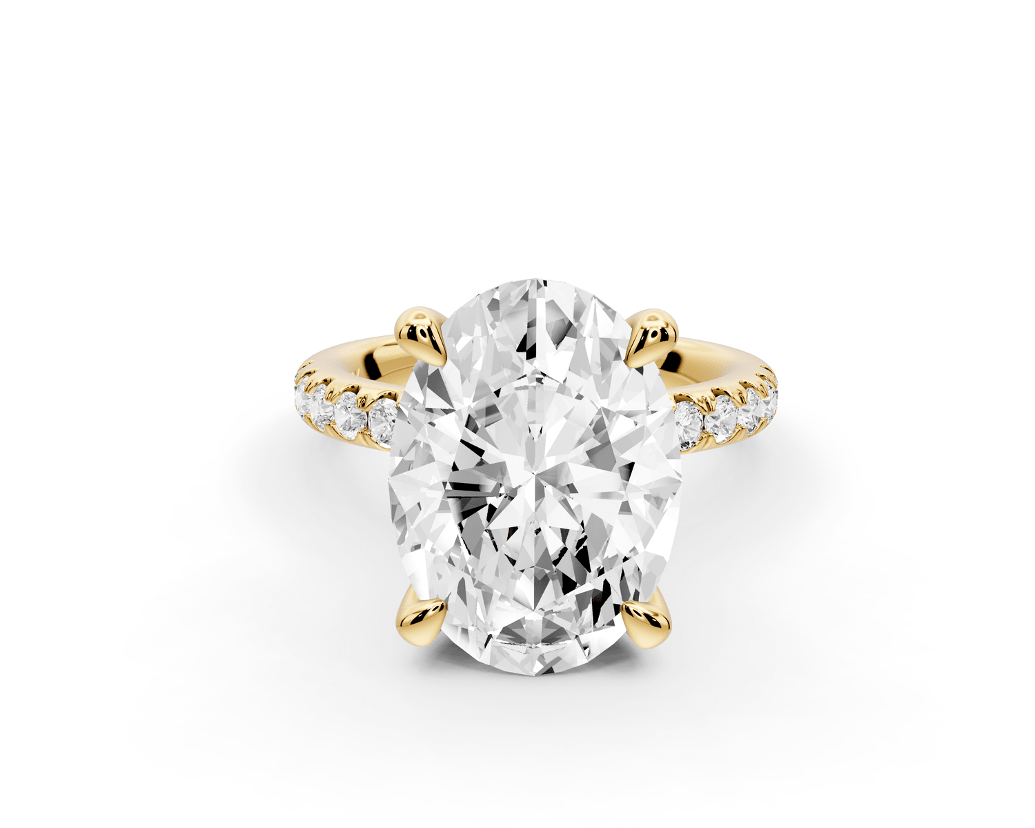 Flora - 5ct 18k yellow gold oval talong prong Wrap around halo Half Band Engagement Ring - Mr. Alex Jewelry