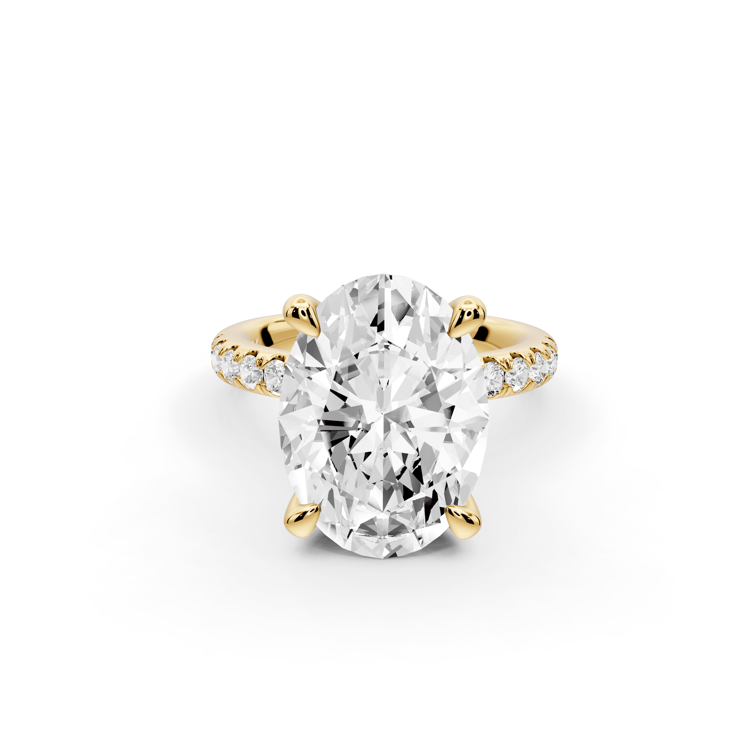 Flora - 5ct 18k yellow gold oval talong prong Wrap around halo Half Band Engagement Ring - Mr. Alex Jewelry