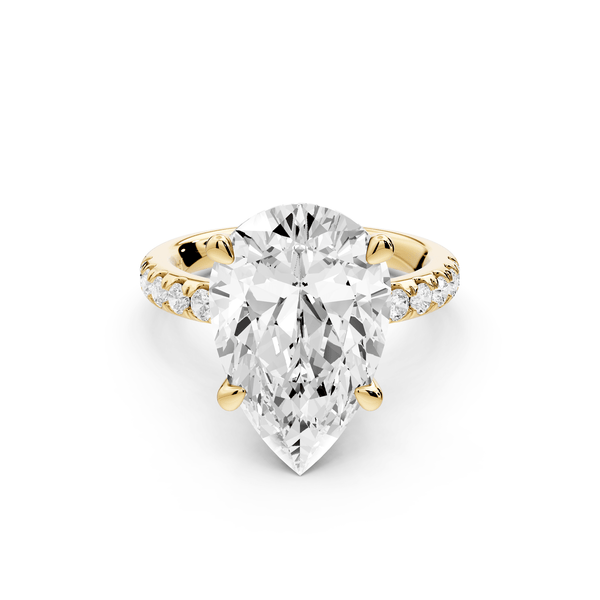 Flora - 5ct 18k yellow gold pear talong prong Wrap around halo Half Band Engagement Ring - Mr. Alex Jewelry