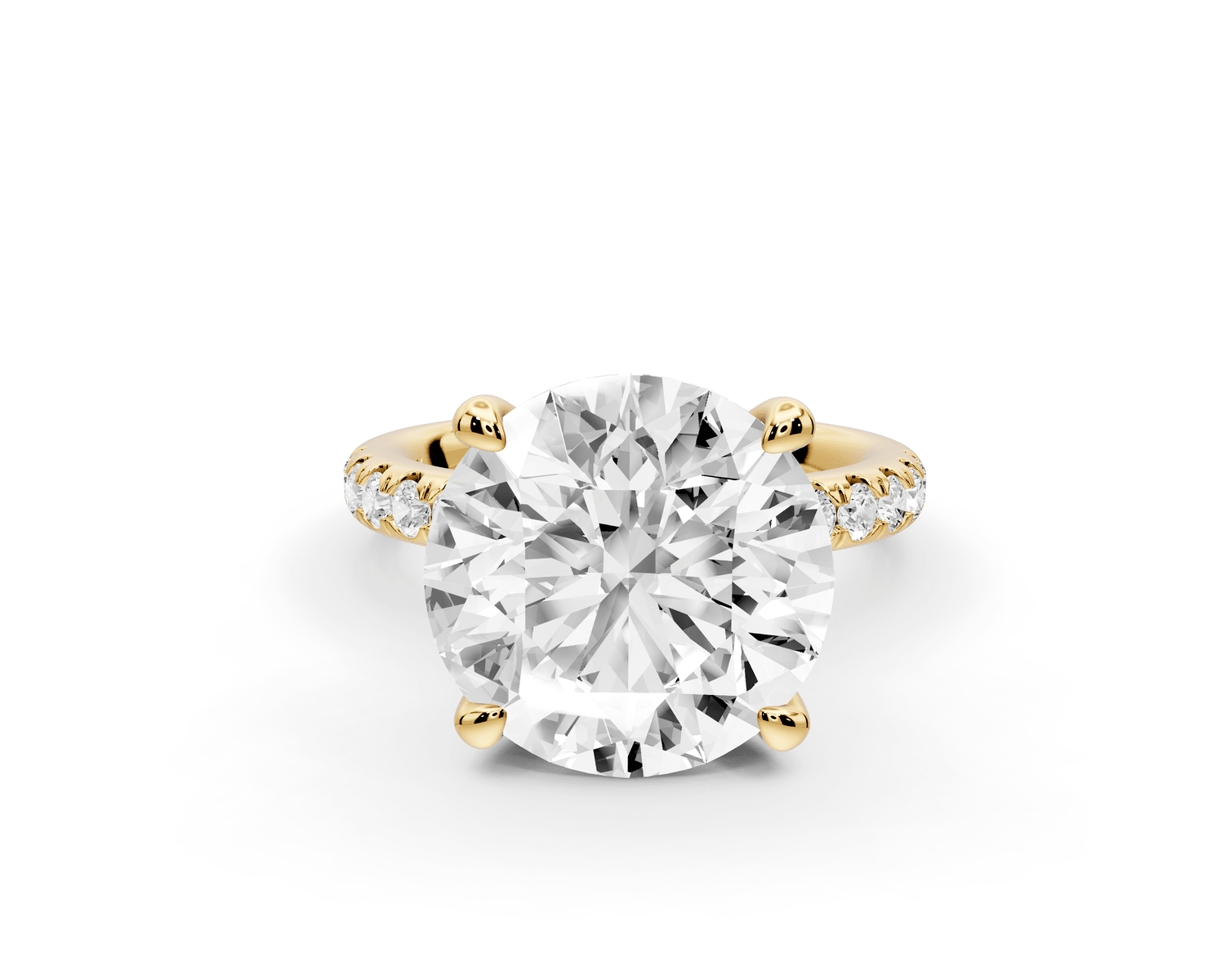 Flora - 5ct 18k yellow gold round talong prong Wrap around halo Half Band Engagement Ring - Mr. Alex Jewelry