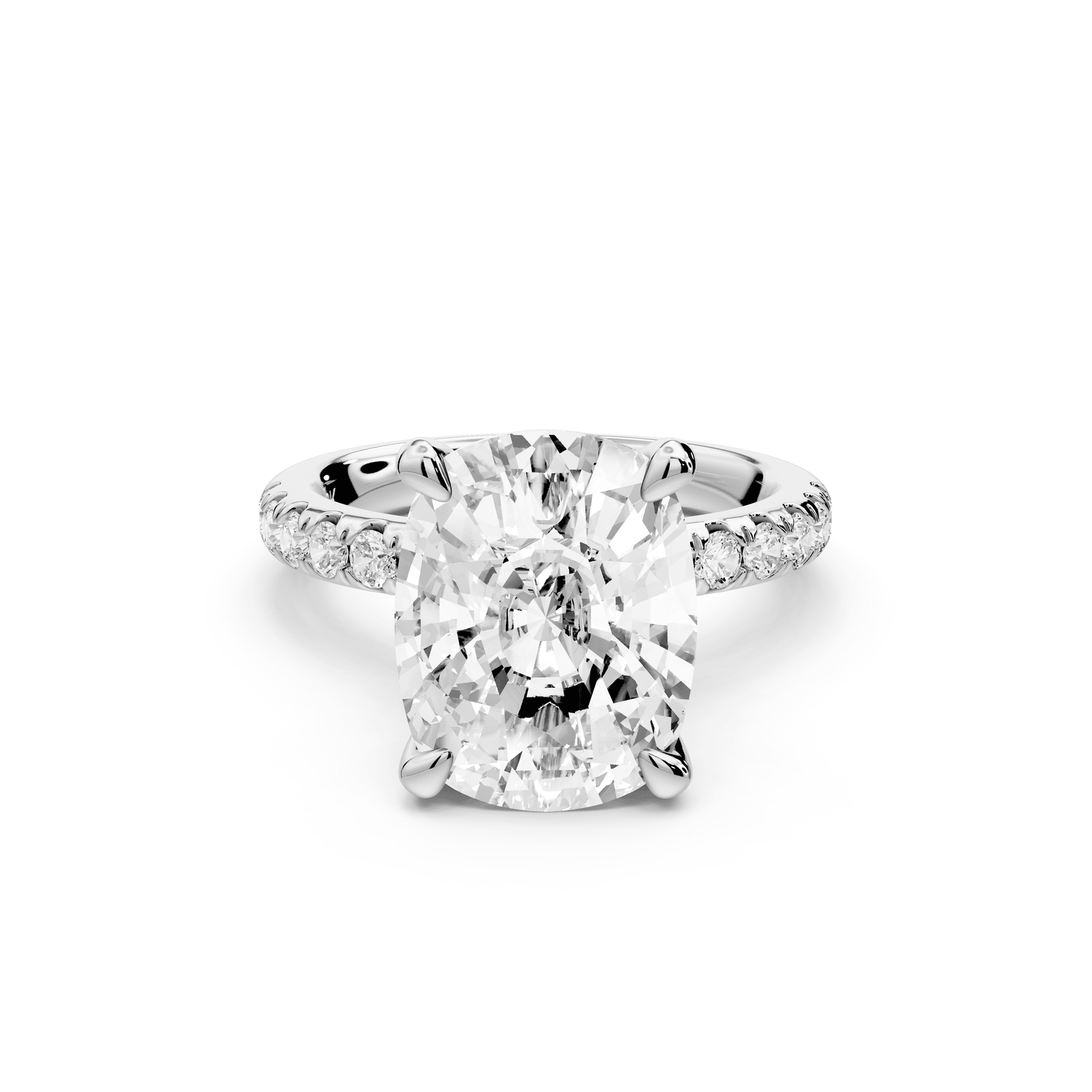 Flora - 5ct platinum ecushion talong prong Wrap around halo Half Band Engagement Ring - Mr. Alex Jewelry