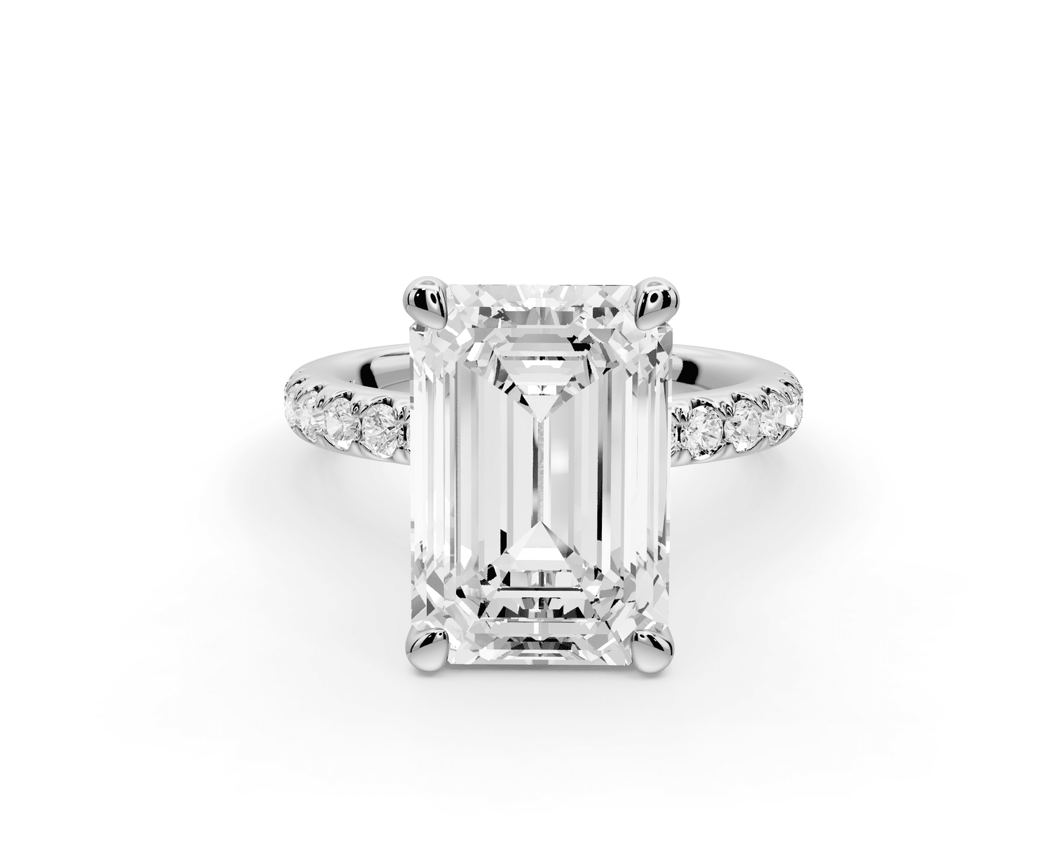 Flora - 5ct platinum emerald talong prong Wrap around halo Half Band Engagement Ring - Mr. Alex Jewelry