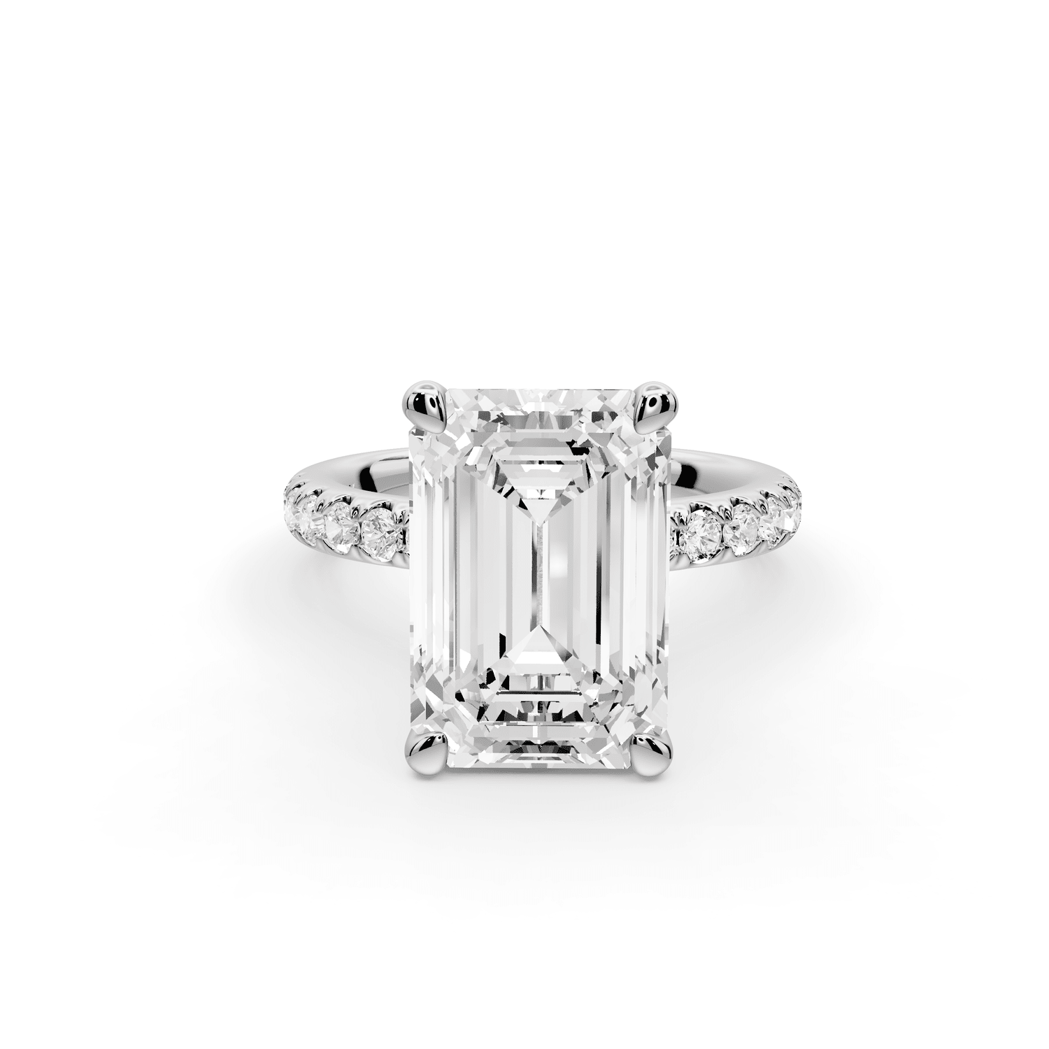 Flora - 5ct platinum emerald talong prong Wrap around halo Half Band Engagement Ring - Mr. Alex Jewelry