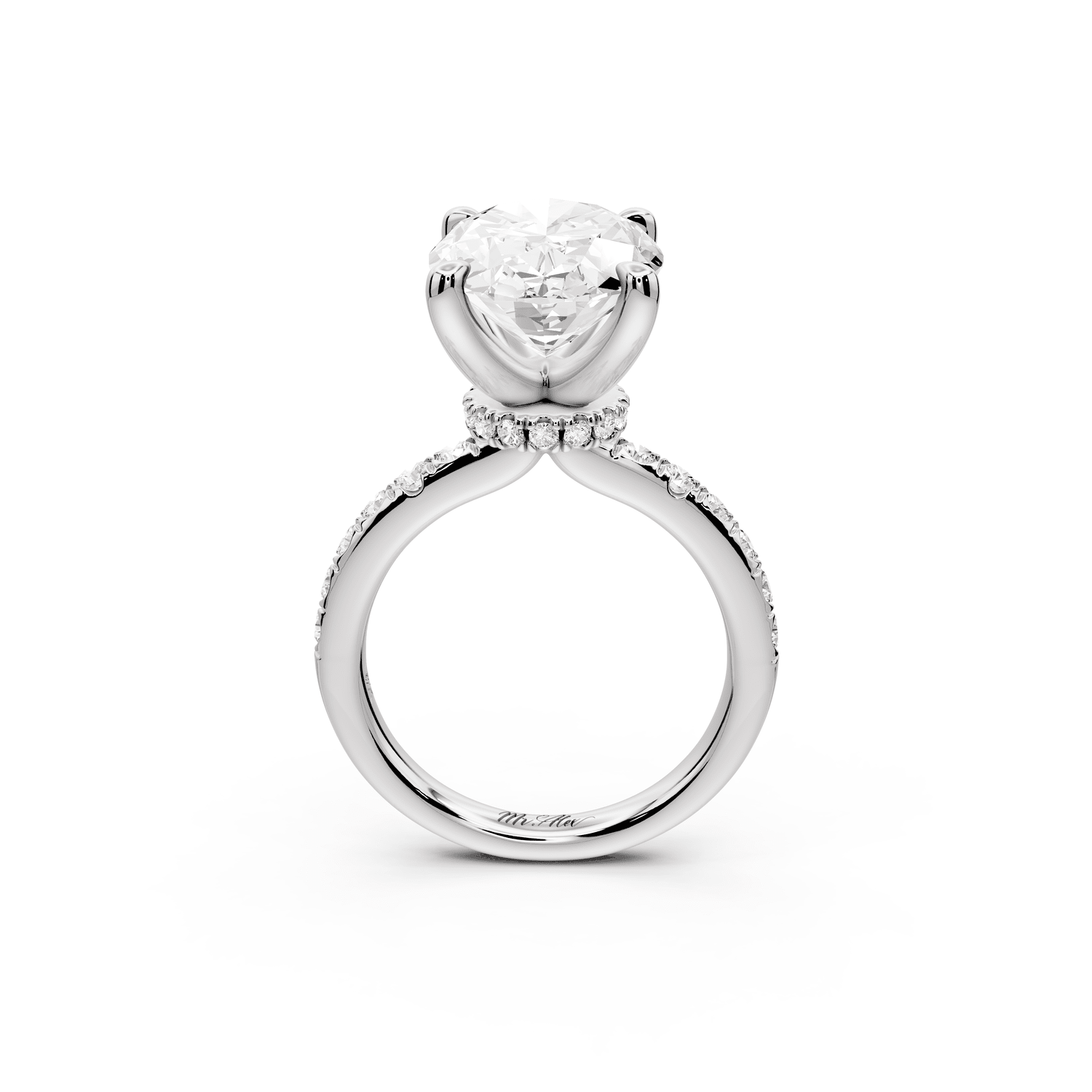 Flora - 5ct platinum oval talong prong Wrap around halo Half Band Engagement Ring - Mr. Alex Jewelry