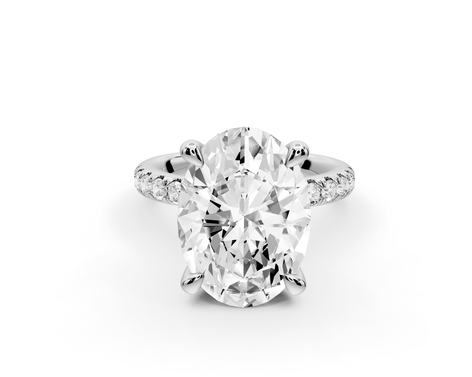 Flora - 5ct platinum oval talong prong Wrap around halo Half Band Engagement Ring - Mr. Alex Jewelry