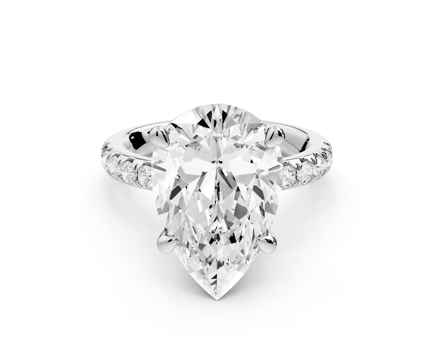 Flora - 5ct platinum pear talong prong Wrap around halo Half Band Engagement Ring - Mr. Alex Jewelry