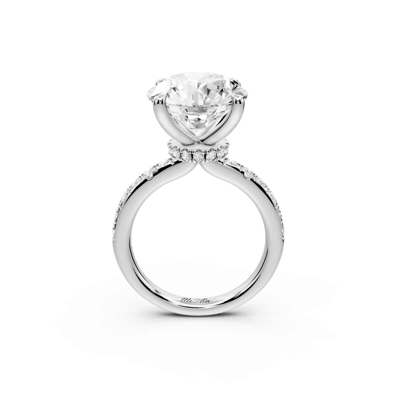 Flora - 5ct platinum round talong prong Wrap around halo Half Band Engagement Ring - Mr. Alex Jewelry