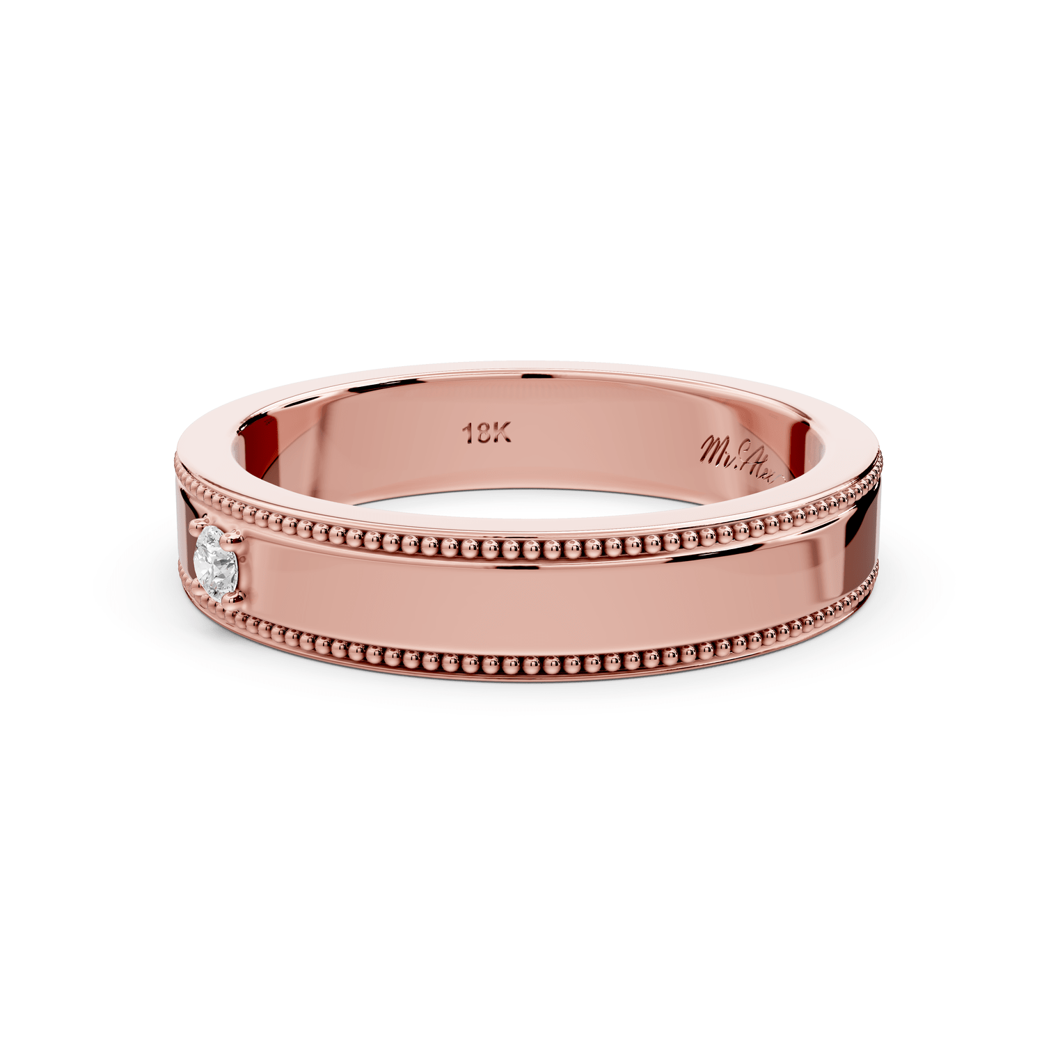 Freya - 0.03ct 14k rose gold Single Diamond Accent Ring - Mr. Alex Jewelry