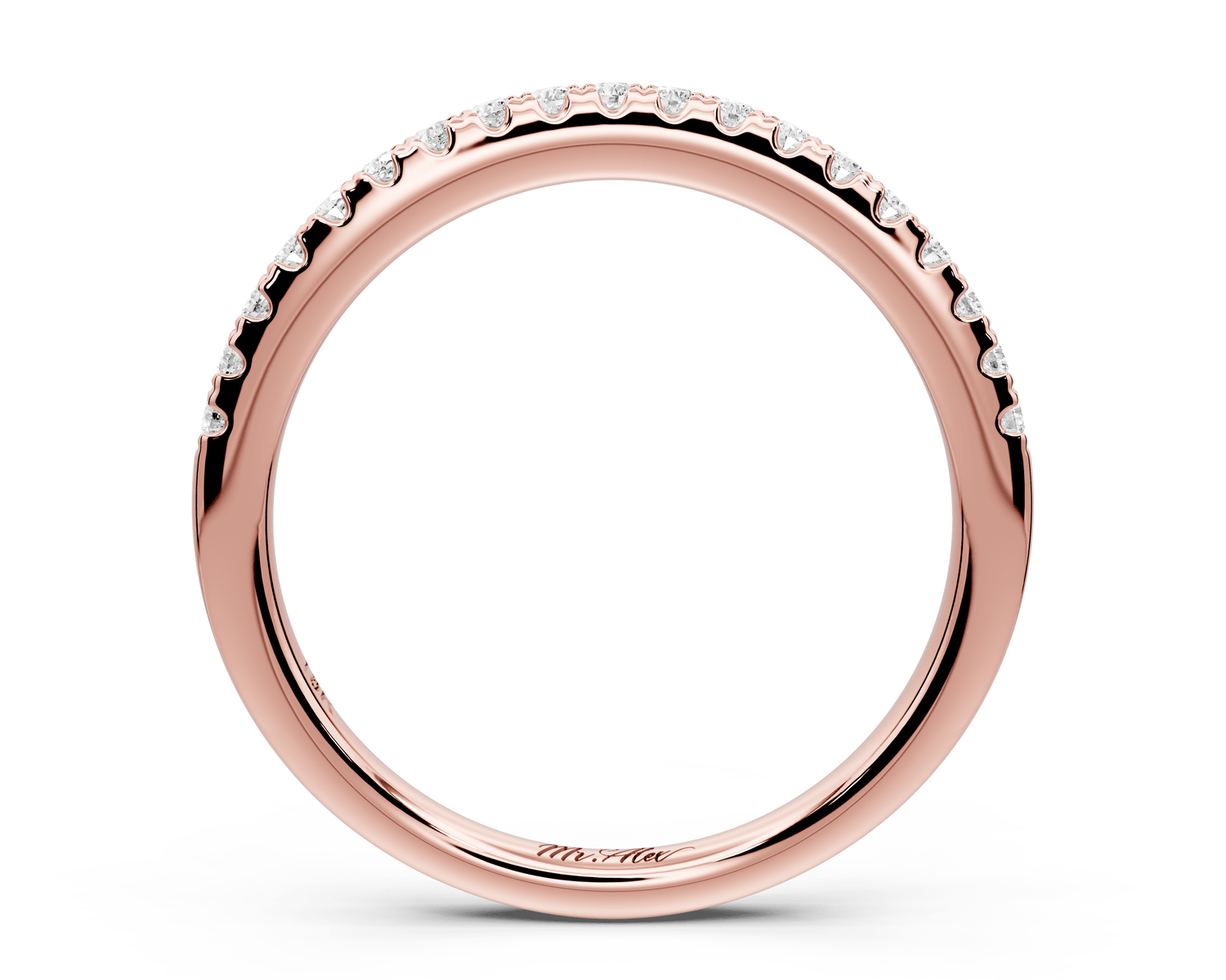 Gabrielle - 14k rose gold Half - Eternity Shared Prong Pave Wedding Band - Mr. Alex Jewelry