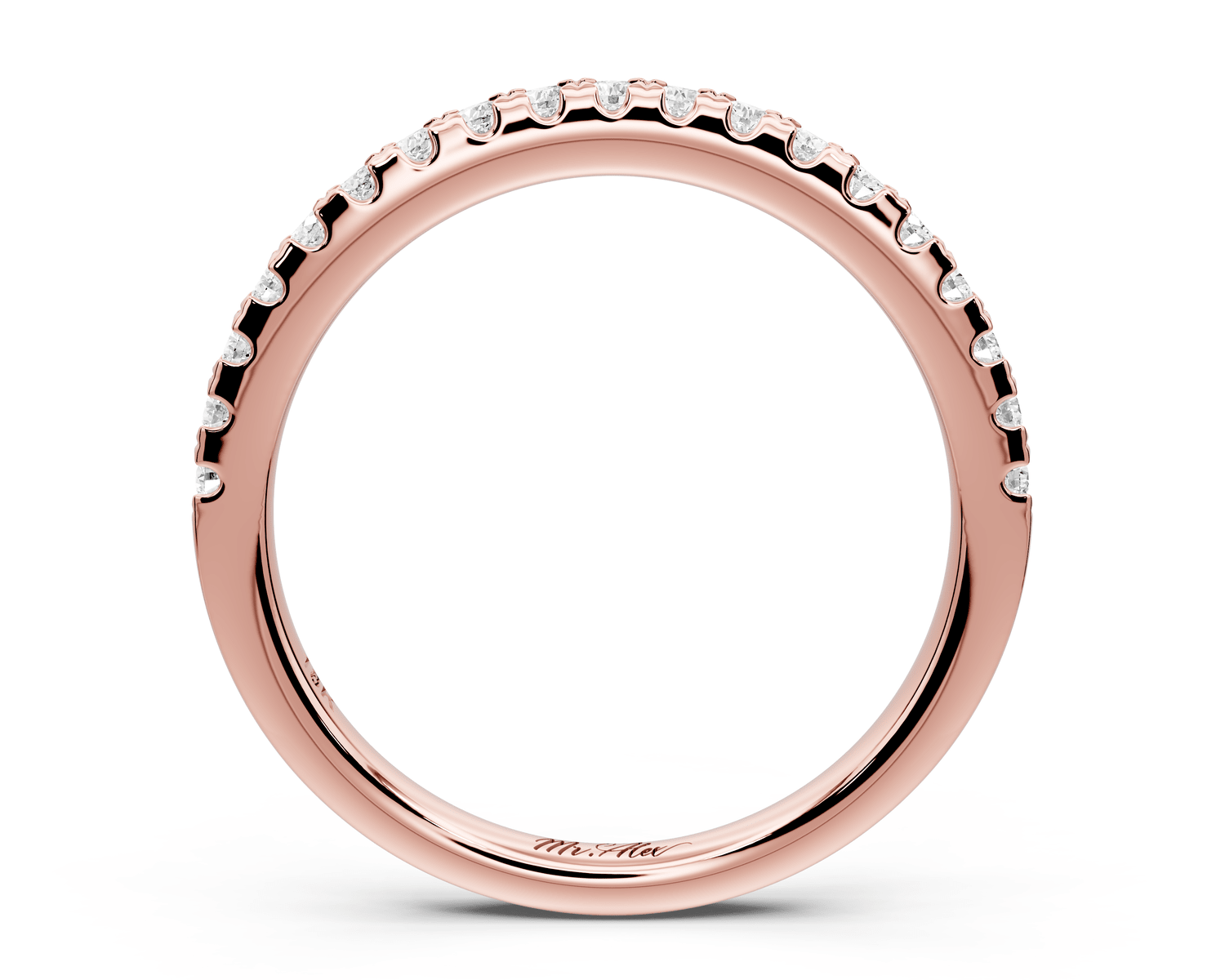Gabrielle - 14k rose gold Half - Eternity Shared Prong Pave Wedding Band - Mr. Alex Jewelry