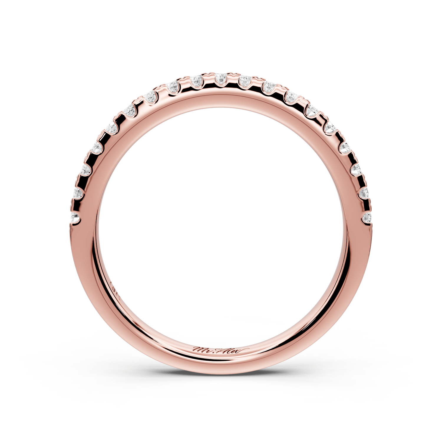 Gabrielle - 14k rose gold Half - Eternity Shared Prong Pave Wedding Band - Mr. Alex Jewelry