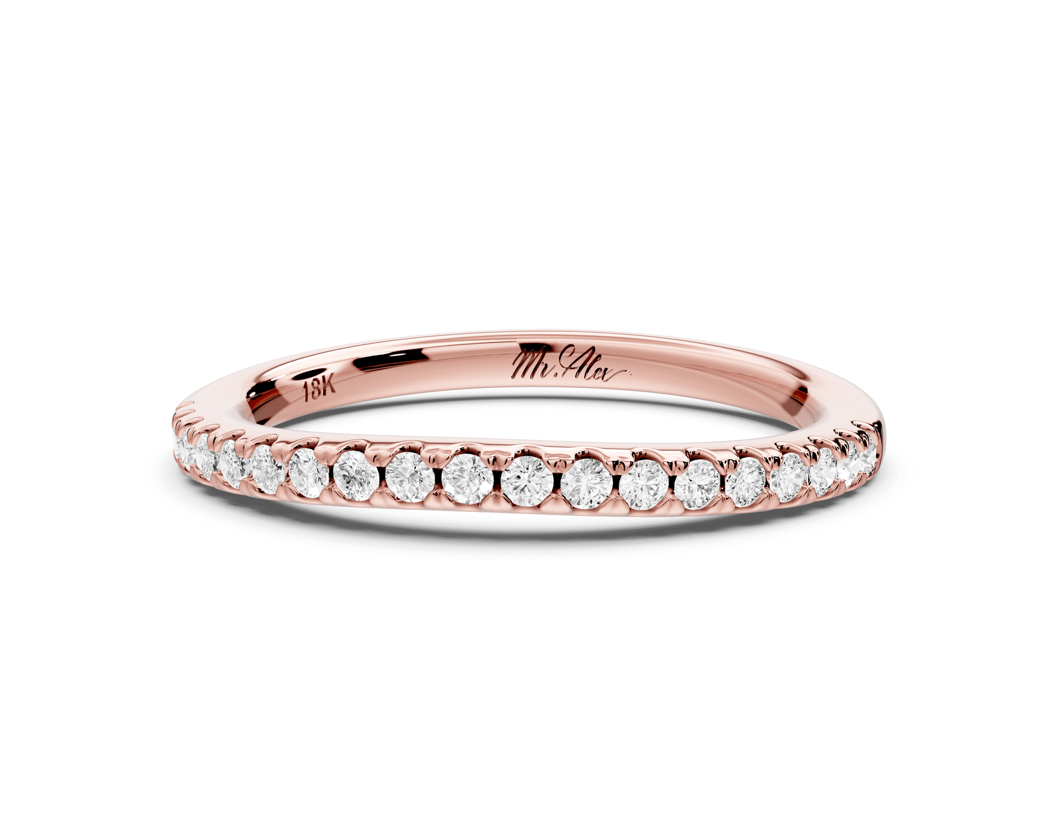 Gabrielle - 14k rose gold Half - Eternity Shared Prong Pave Wedding Band - Mr. Alex Jewelry