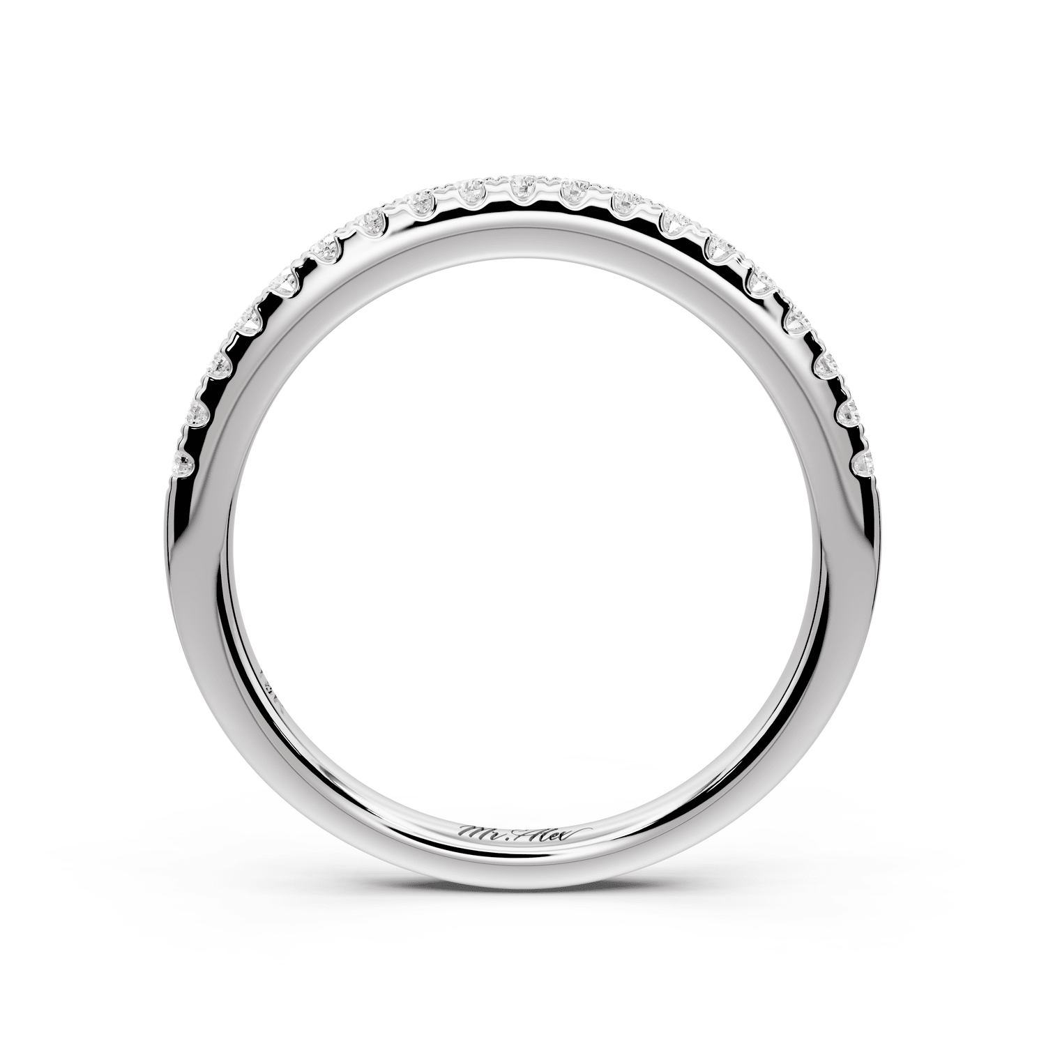 Gabrielle - 14k white gold Half - Eternity Shared Prong Pave Wedding Band - Mr. Alex Jewelry