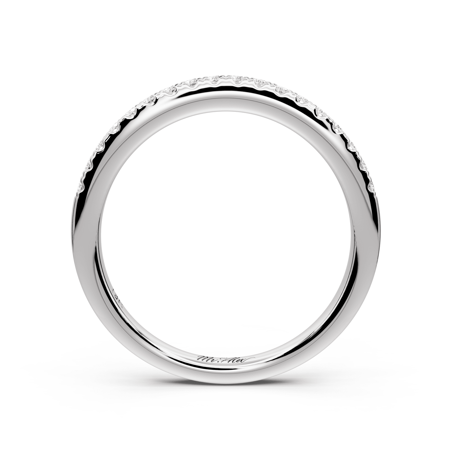 Gabrielle - 14k white gold Half - Eternity Shared Prong Pave Wedding Band - Mr. Alex Jewelry