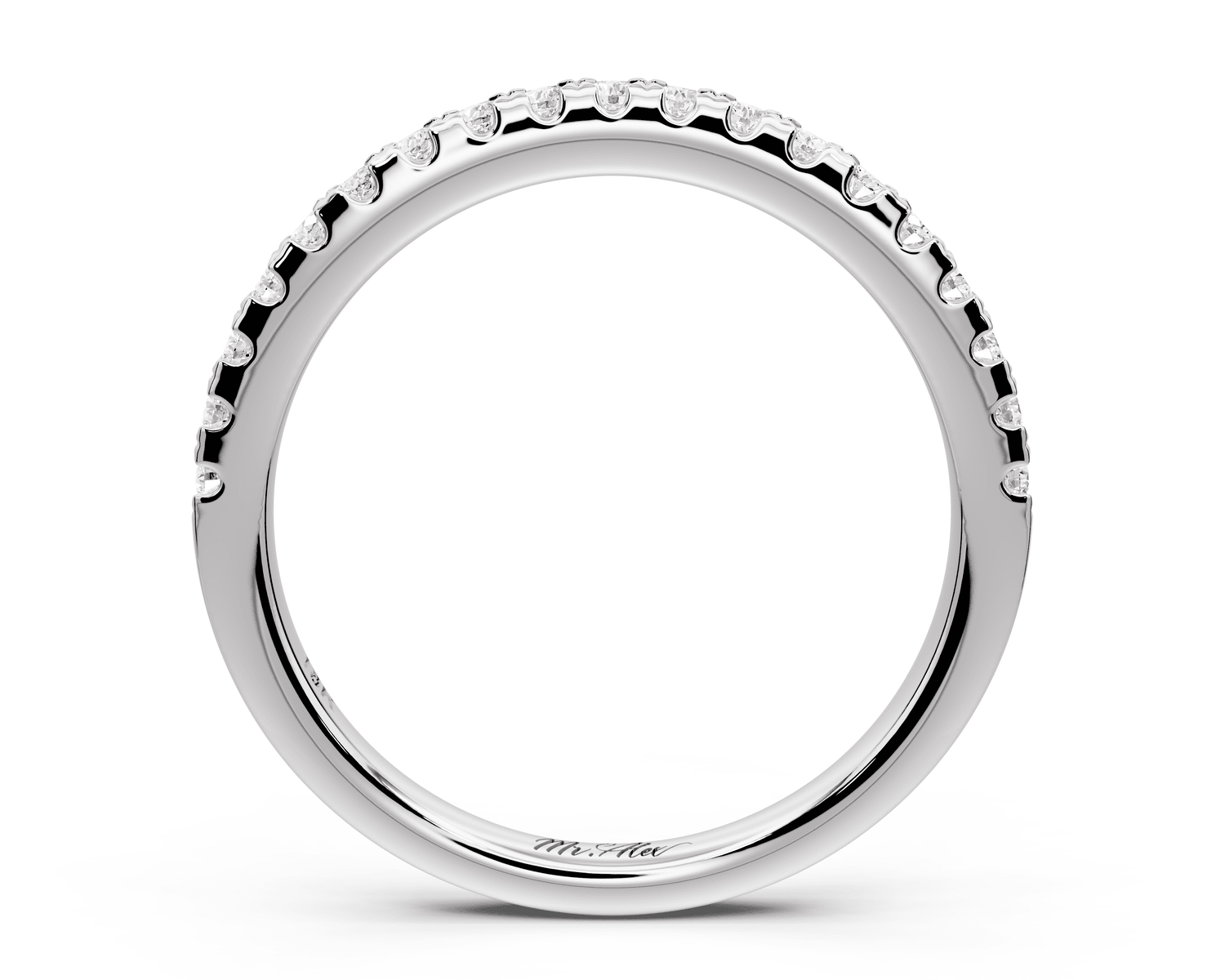 Gabrielle - 14k white gold Half - Eternity Shared Prong Pave Wedding Band - Mr. Alex Jewelry