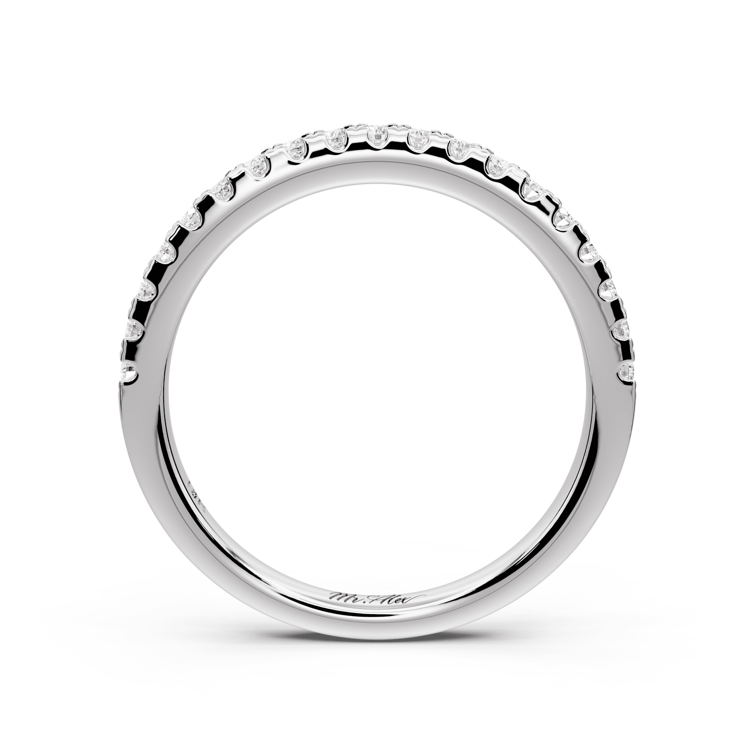Gabrielle - 14k white gold Half - Eternity Shared Prong Pave Wedding Band - Mr. Alex Jewelry