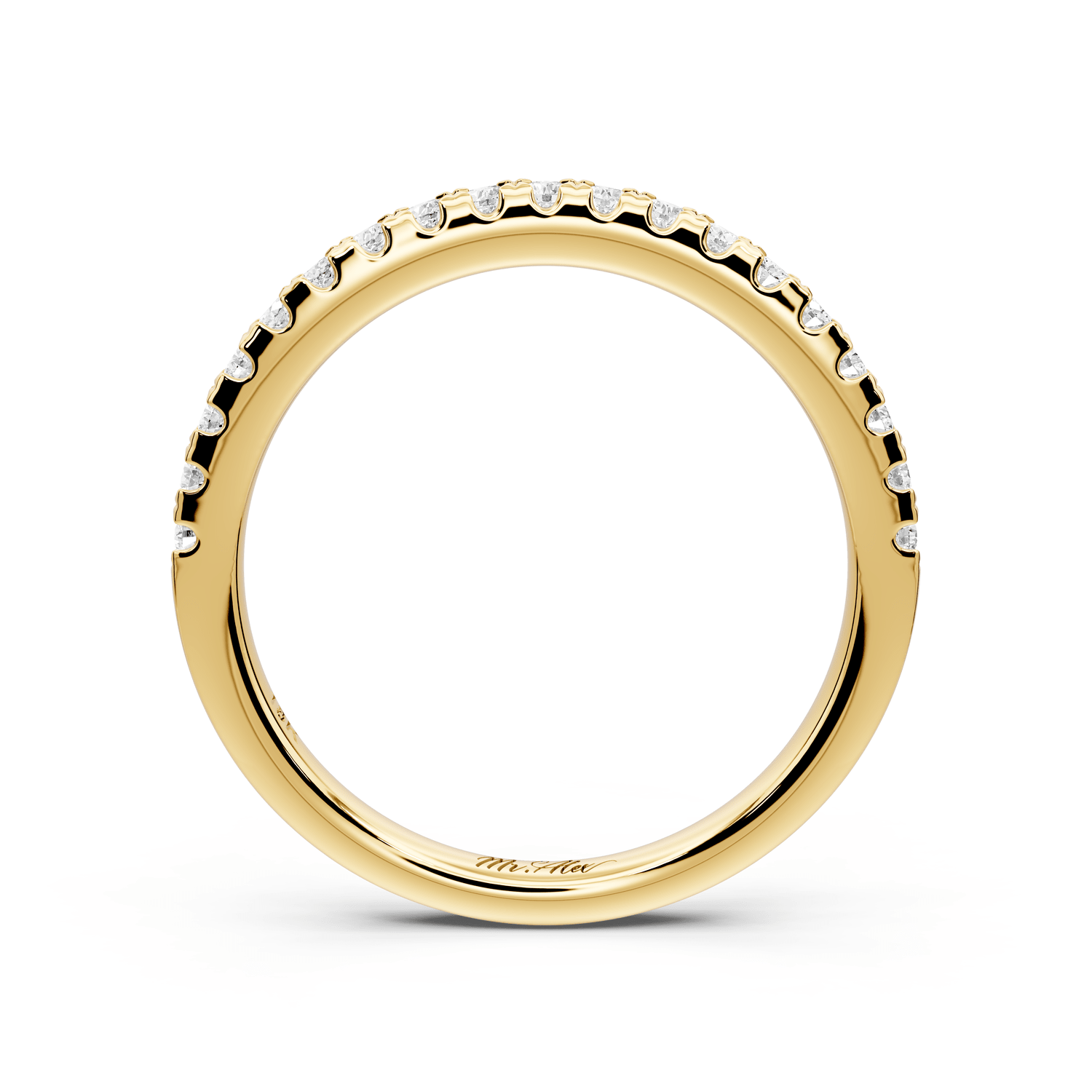 Gabrielle - 14k yellow gold Half - Eternity Shared Prong Pave Wedding Band - Mr. Alex Jewelry