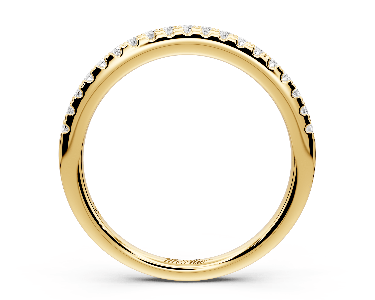 Gabrielle - 14k yellow gold Half - Eternity Shared Prong Pave Wedding Band - Mr. Alex Jewelry