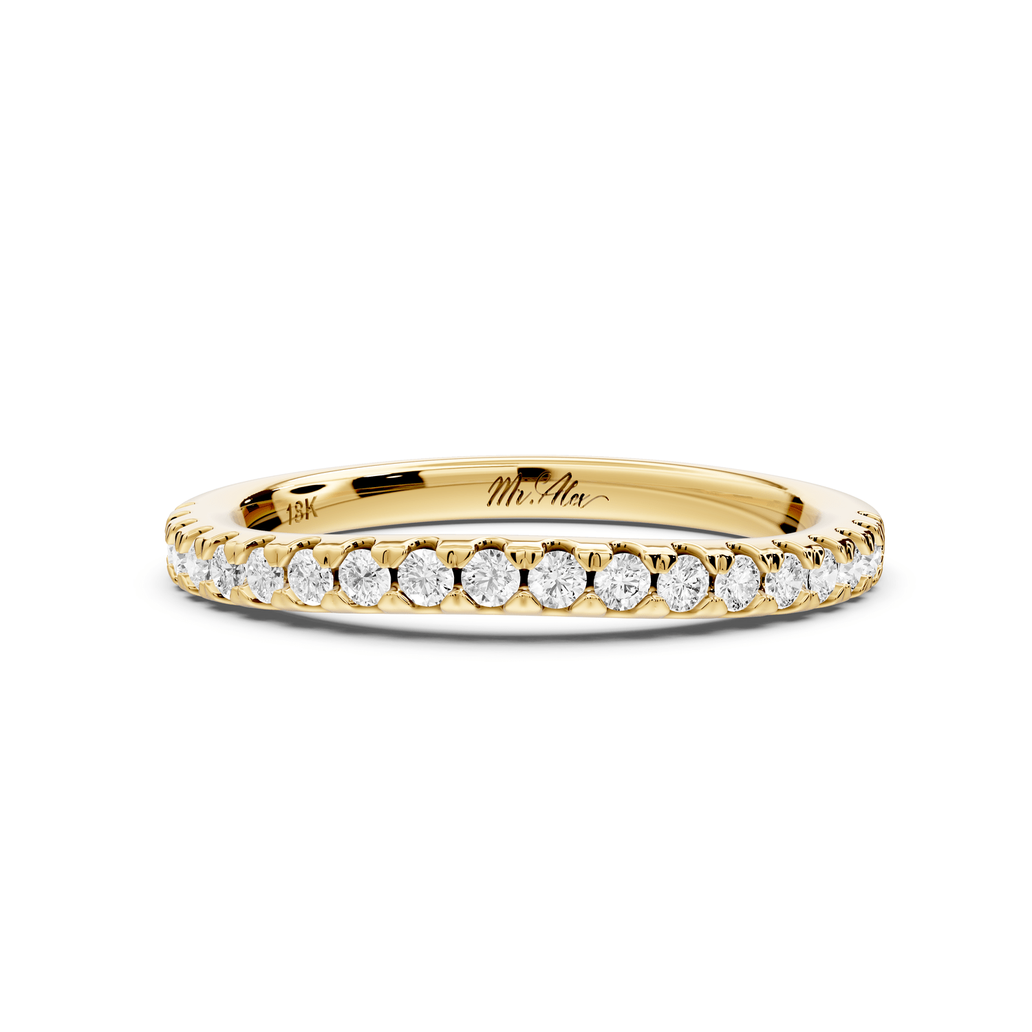 Gabrielle - 14k yellow gold Half - Eternity Shared Prong Pave Wedding Band - Mr. Alex Jewelry