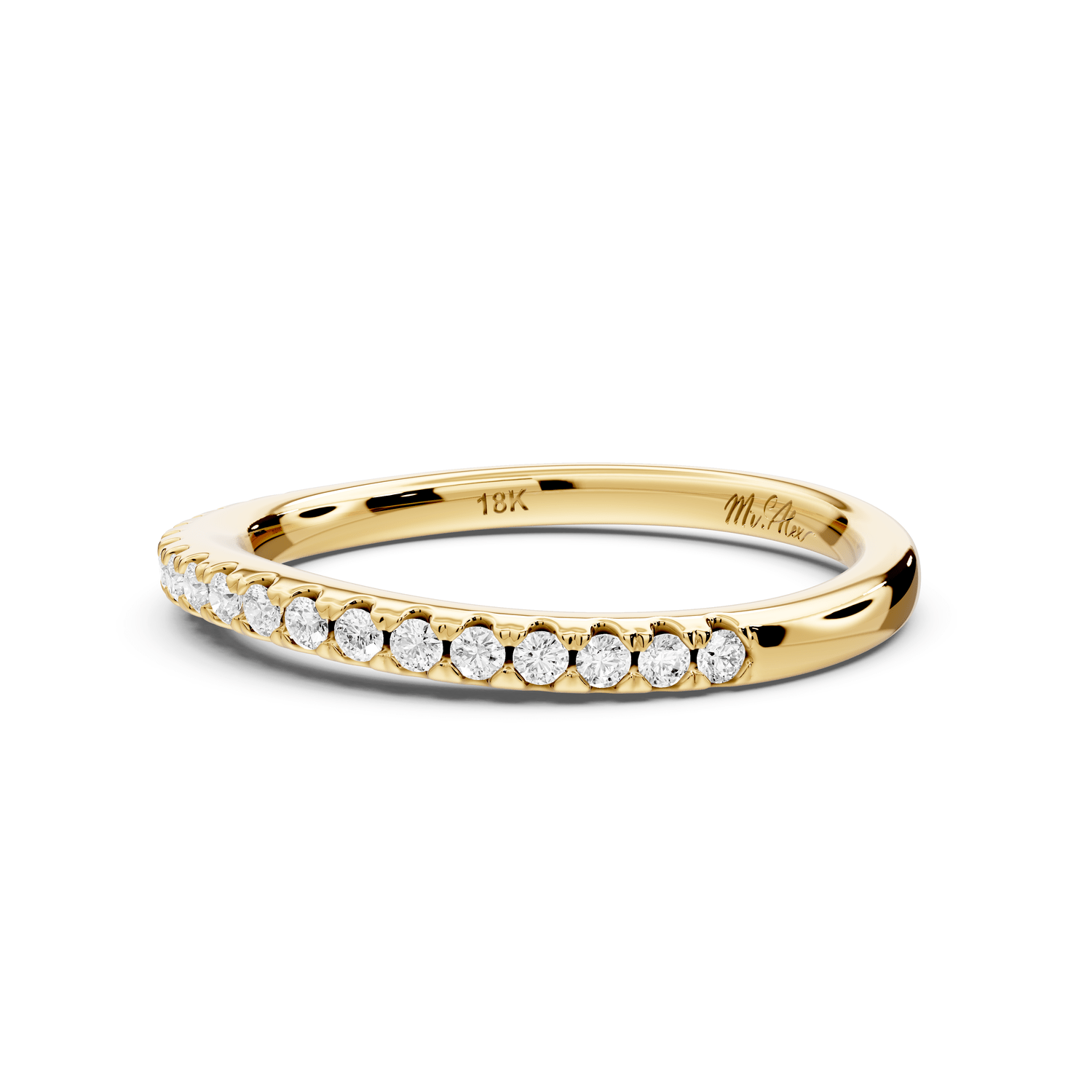 Gabrielle - 14k yellow gold Half - Eternity Shared Prong Pave Wedding Band - Mr. Alex Jewelry