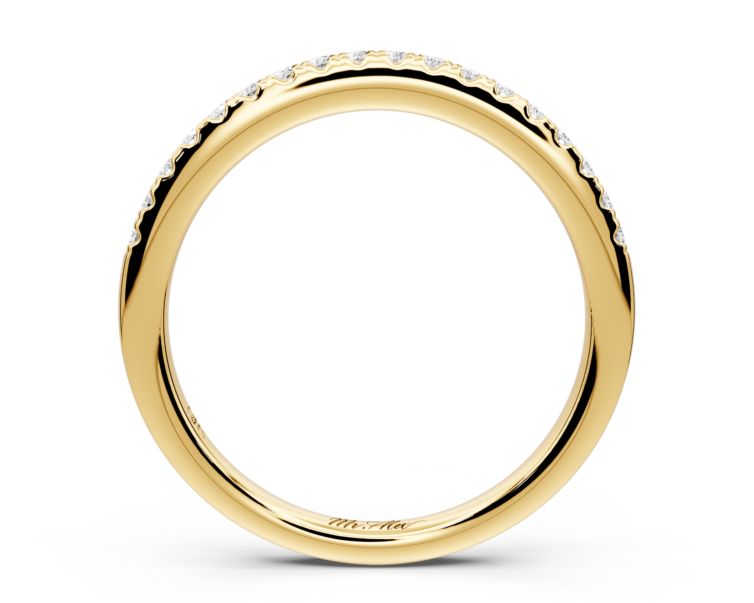 Gabrielle - 14k yellow gold Half - Eternity Shared Prong Pave Wedding Band - Mr. Alex Jewelry