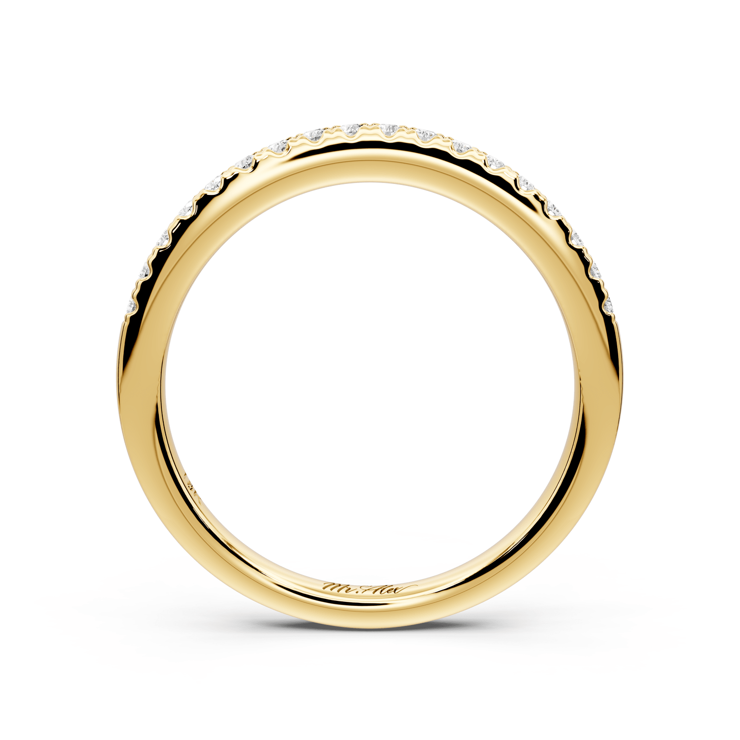 Gabrielle - 14k yellow gold Half - Eternity Shared Prong Pave Wedding Band - Mr. Alex Jewelry